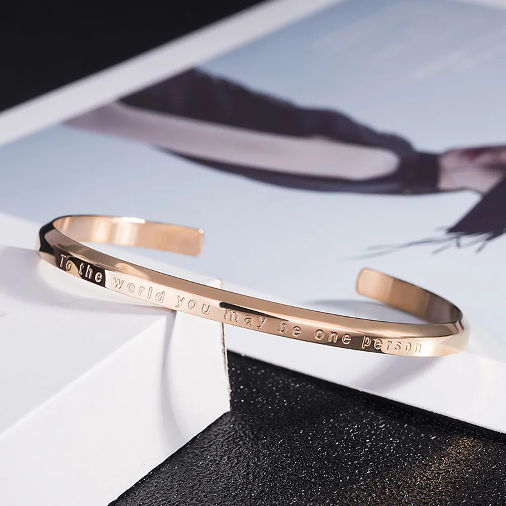 Inspirational Jewelry Plain Metal Open Men Silver Blank Stainless Steel Bangle Custom Gold Plated Engraved Women Cuff Bracelet