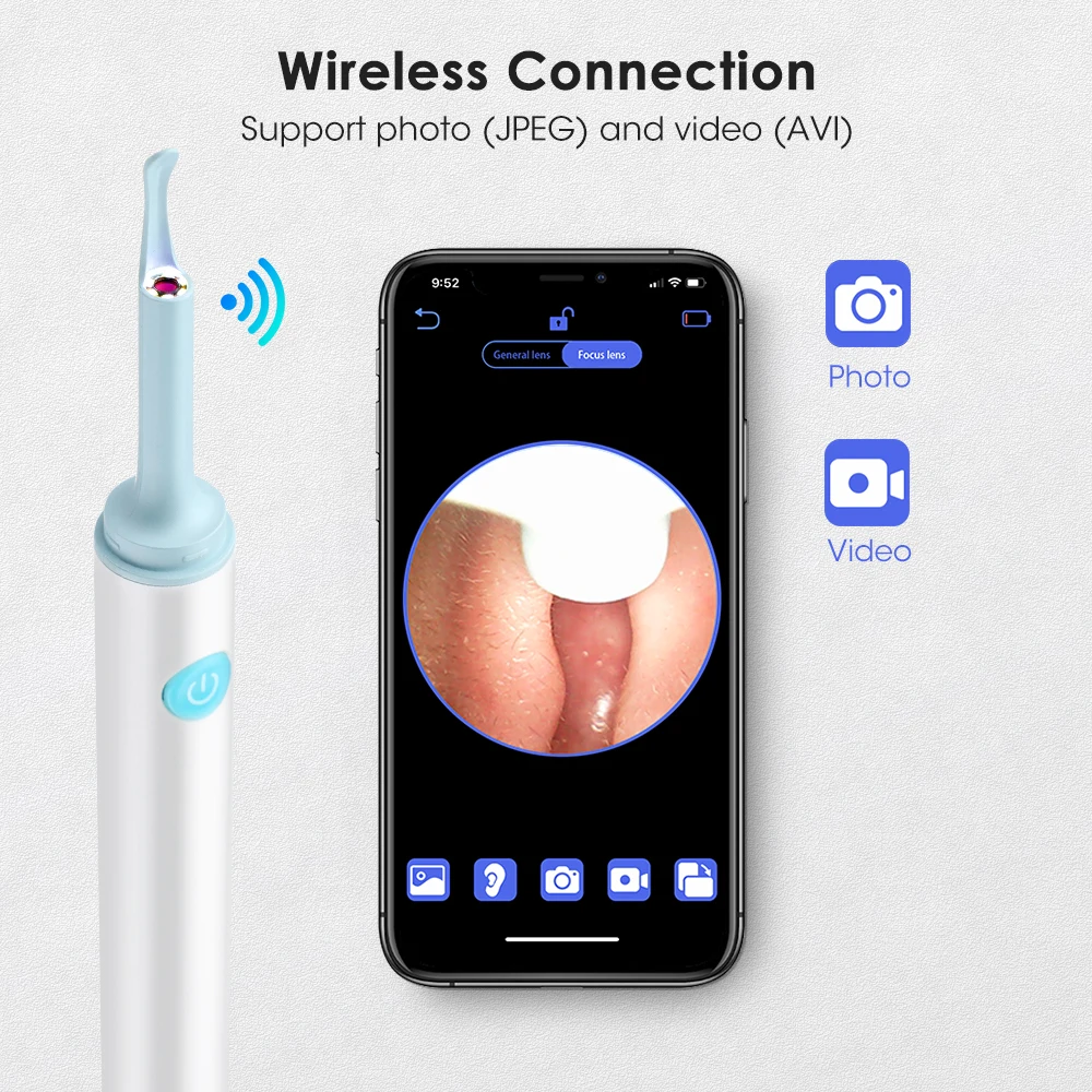 Hot Selling Mini Visual Ear Spoon Cleaner Wifi hd Endoscope  Ear Wax Remover with Camera