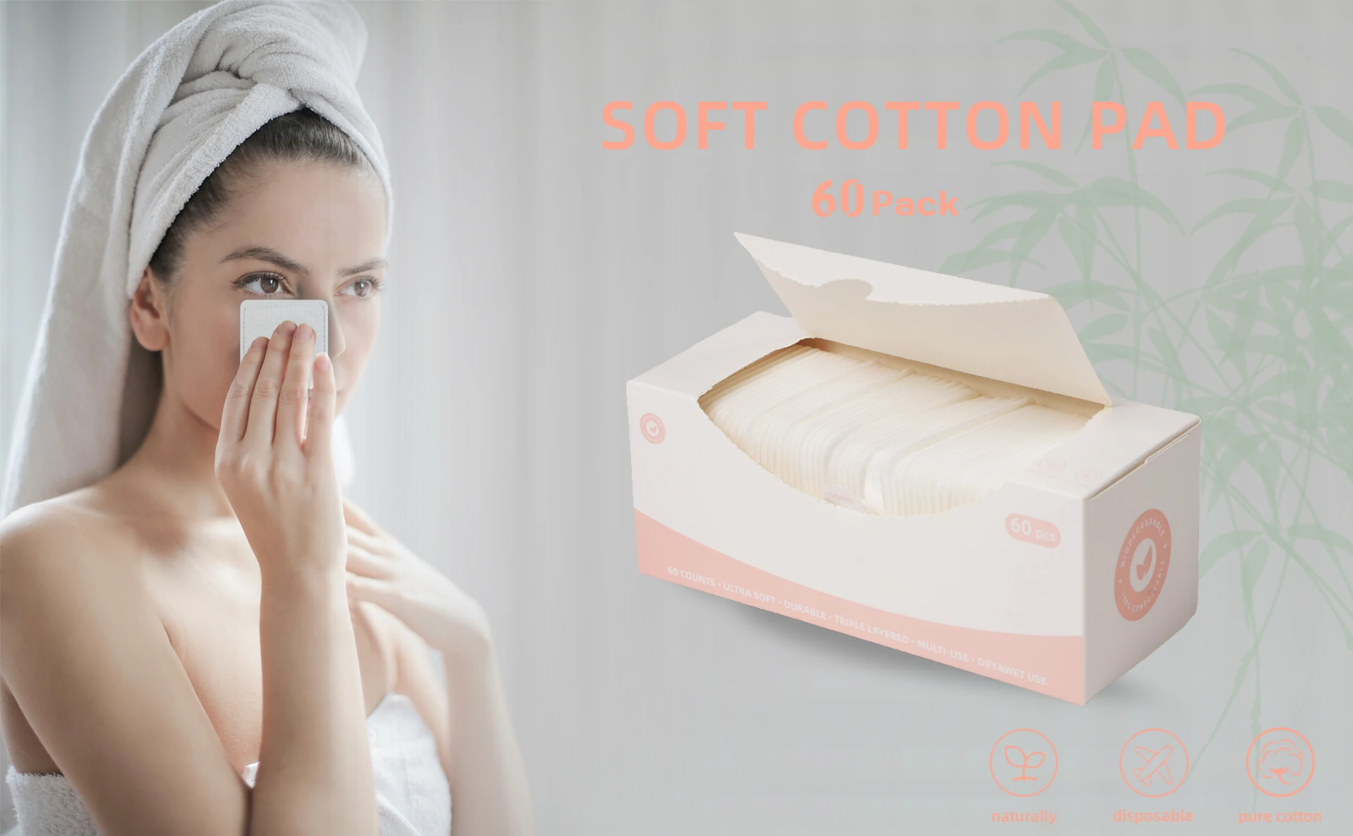 Disposable Natural Cosmetic Facial Cotton Pad Simple Pure Soft Makeup Remover Skin Cleaning Absorbent Cleansing Available Square