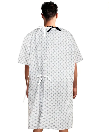 2023 Customized 3-Packs Hospital Clothing Printed Cotton Patient Gown