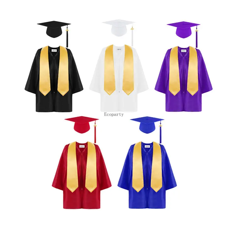 Custom made shiny Child Gown And caps Kids Uniform Graduation Gown Preschool Cheapest children graduation cap and gown custom
