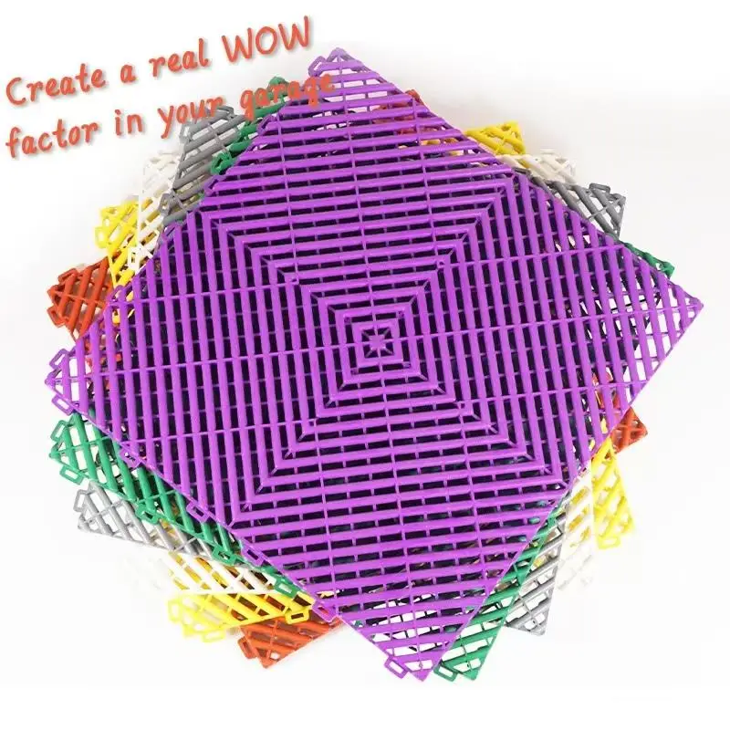 Vented Plastic Garage Pvc Modular Flooring Tiles Renovate Garage Vehicle Workshop Detailing Center Industrial  Plastic Flooring