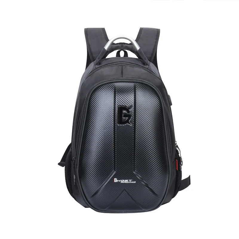 Motorcycle Racing Backpack Motorcyclist  Hard Shell Reflective Carbon Fiber Pattern Helmet Computer Bag Usb Interface