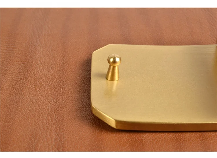 35 40mm Quality Glossy Simple Plain Copper Plate Solid Brass Belt Buckle for Men Women Leather Belt