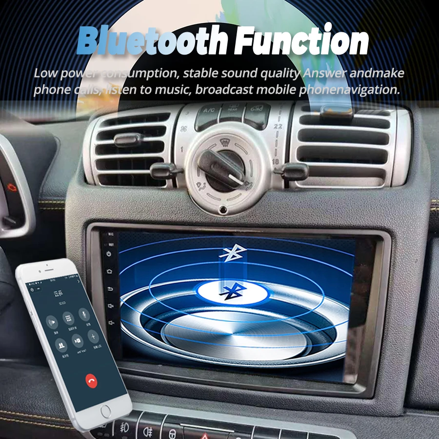 128GB Android 14 AI Voice CarPlay Автомагнитола стерео для Benz Smart Fortwo W451 2006-2009 GPS Navi мультимедийный видеоплеер Авто HU