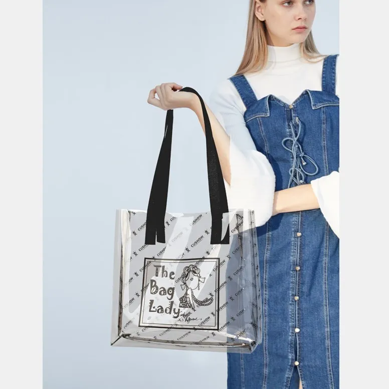 Clear plastic heavy duty retail shopping pvc gift bags with handle