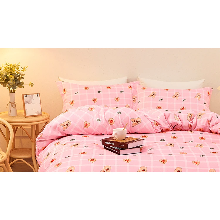 Cartoon festive bedding linen set hypoallergenic bedding set fabric bed linen for girl
