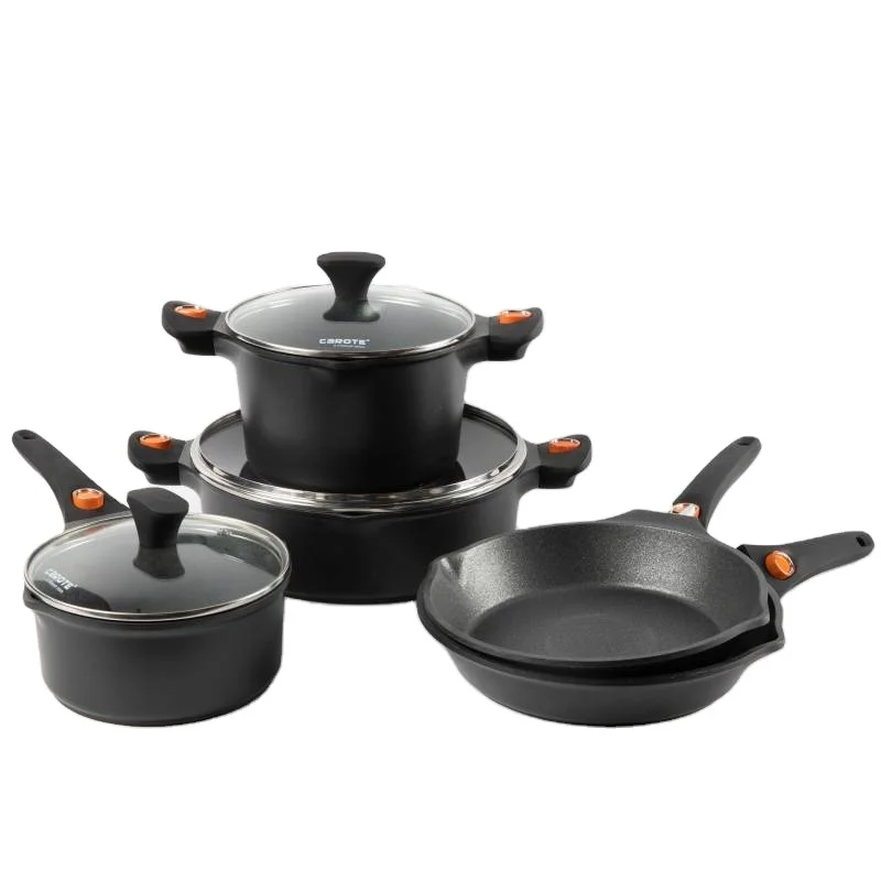  Новый дизайн Carote съемная ручка из литого алюминия Frypan кастрюля набор посуды с антипригарным покрытием