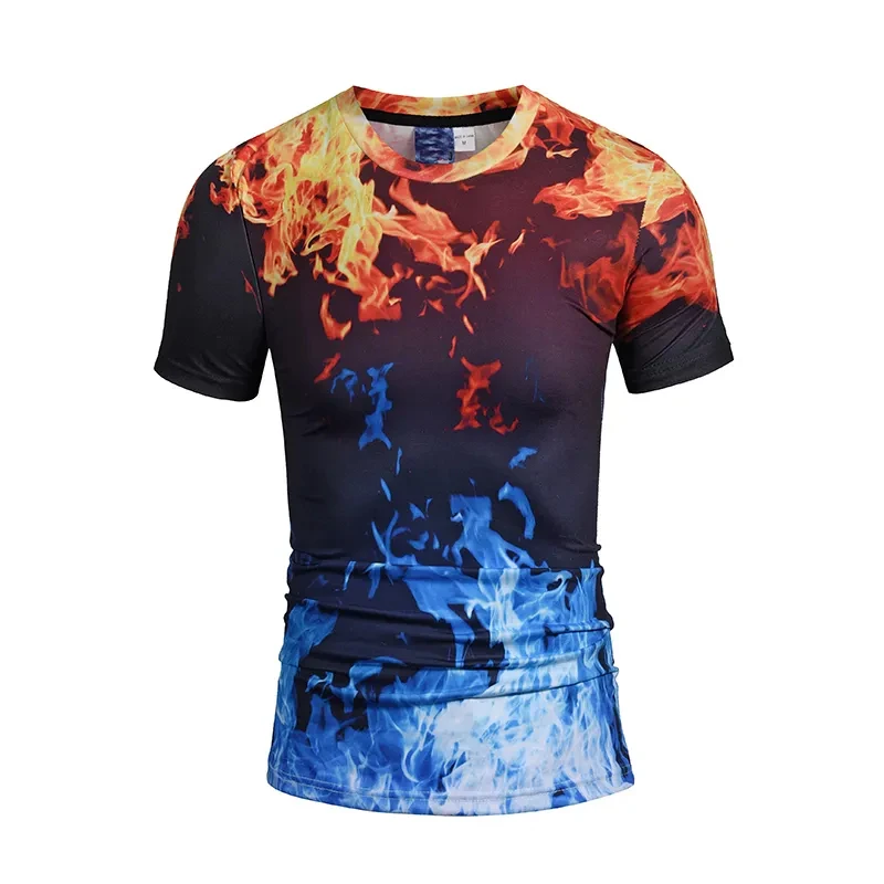 Huiyi Factory Custom design color O Neck All Over Print T Shirt short sleeve Plus Size Men Full Printing TShirt