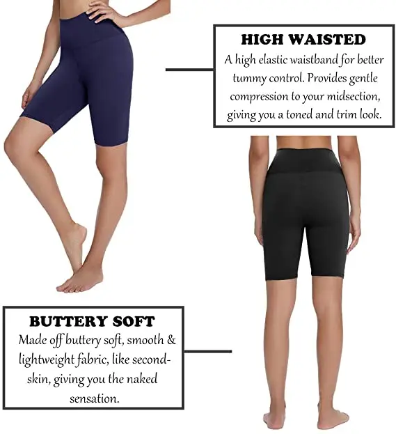 High Waist Polyester Buttery Soft Squat Proof Fitness Bottom Custom Workout Women Biker Shorts