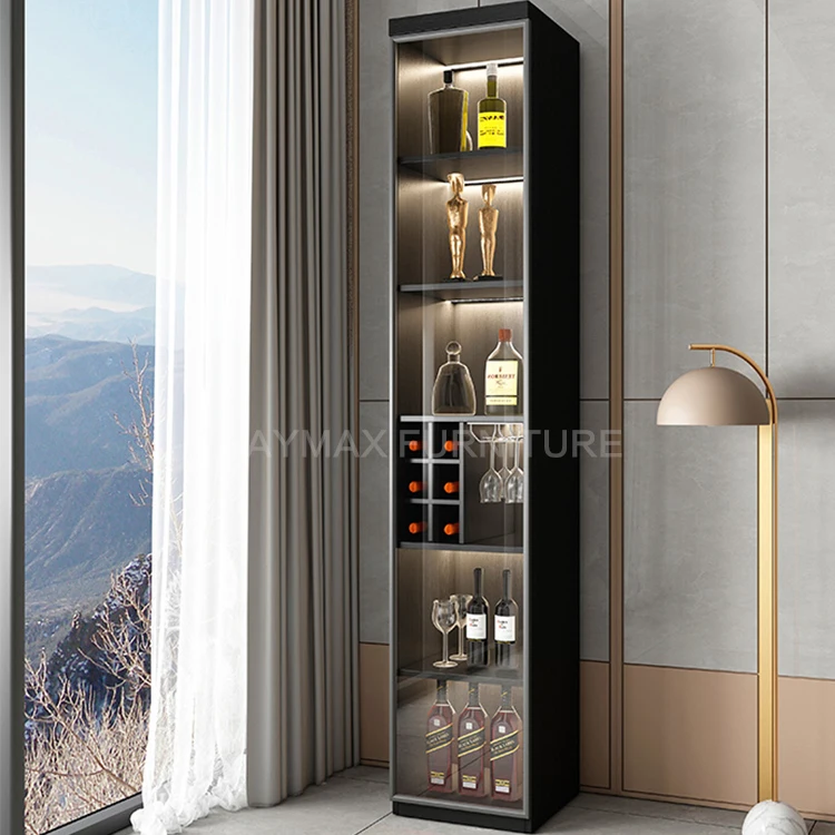 Luxury storage showcase glass display wine rack cabinet living room furniture
