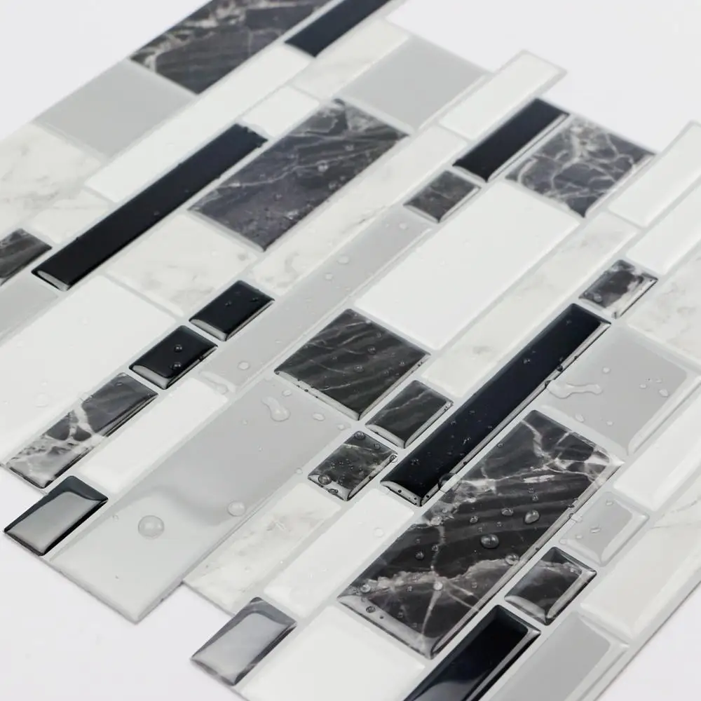 Black and White Adhesive Wall Tile Brick Wall Sticker