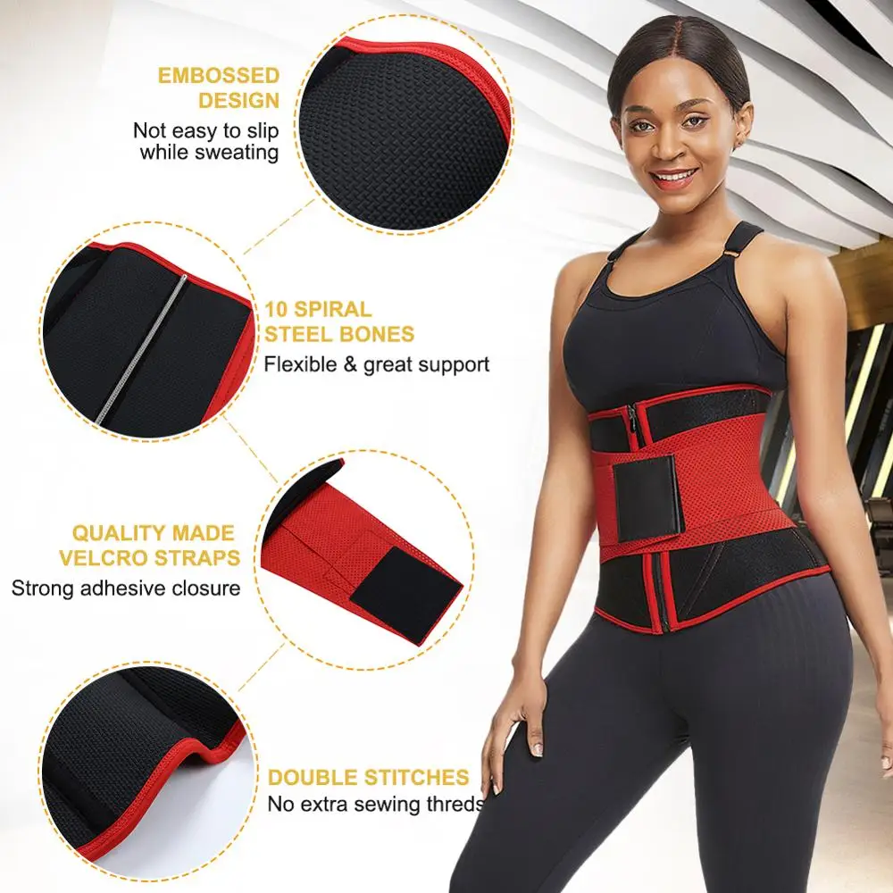 New Arrival Custom Logo Double Control Red Color Body Slimming Exercise Work Out Shape Wear Waist Trimmer Corset