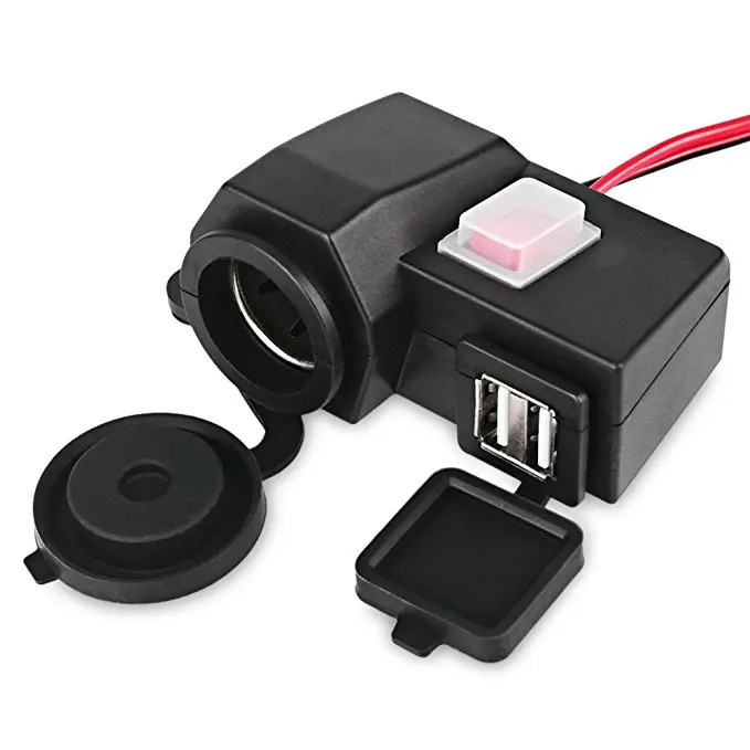 Водонепроницаемое зарядное устройство с двумя USB-портами на руль мотоцикла 12-24 В 5