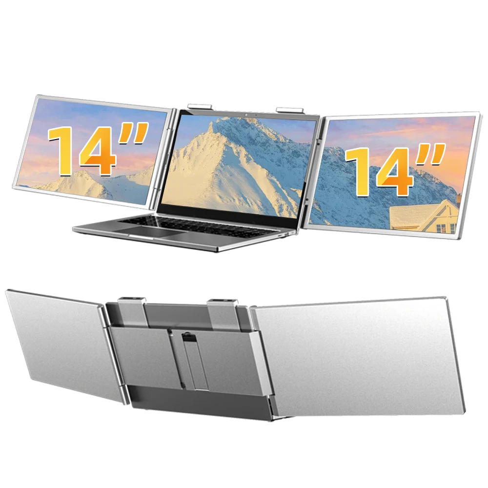Eimio ODM OEM Three Extra Screens 14 Inch Dual Portable Monitor For Laptop IPS with 1920x1200 Triple Screen Laptop