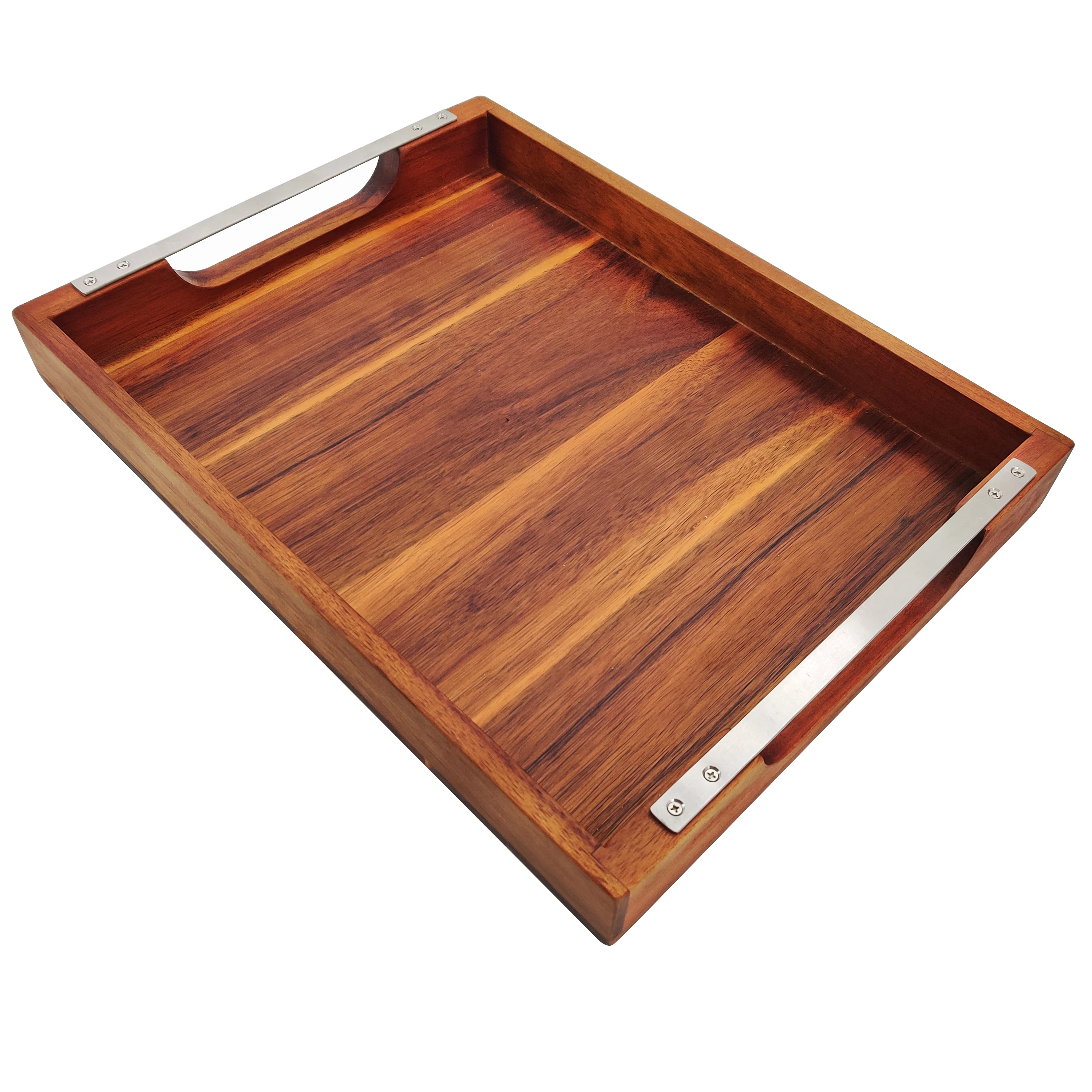 Luxury Large Restaurant Coffee Food Rustic Walnut Food Serving Tray with Handle