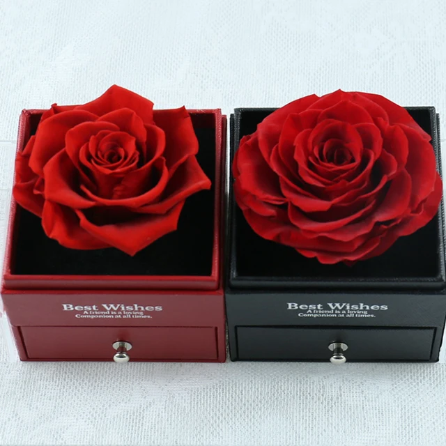 wholesale every love preserved eternal red roses in acrylic box with love you necklace forever flower gift for valentines