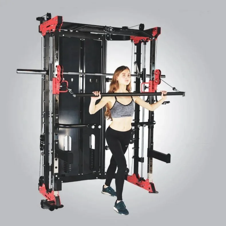 Hot Sale Home Body Building Cable Crossover Multifunctional Power Cage Squat Rack With Weight Lifting Training Gym Smith Machine