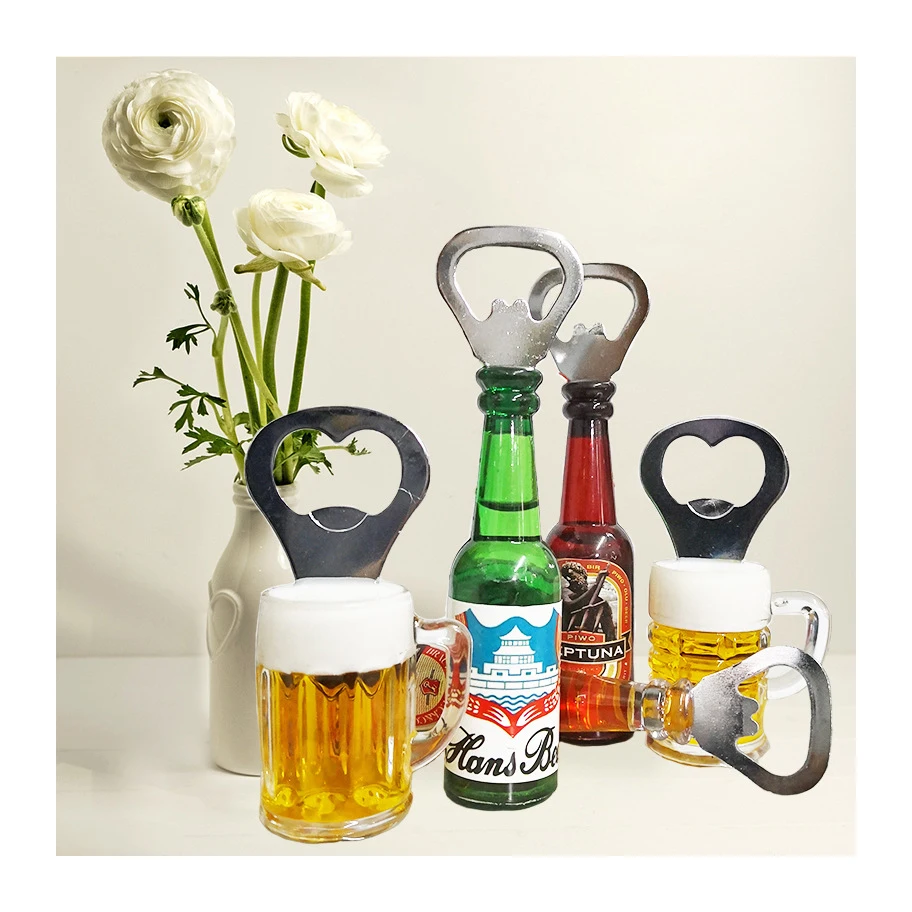 Новинка, пластиковая открывалка для пивных бутылок с логотипом на заказ, металлический магнит для открывания бутылок на холодильник