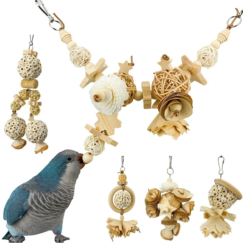 Bird Toys Natural Sola Balls Soft Chew Shred Foraging Toy for Parrot Parrotlet Budgie Finch Macaw