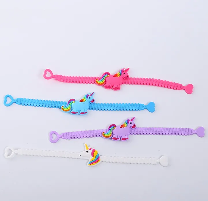Wholesale Cute and Lovely Soft Cartoon Rubber Flamingo and Unicorn Animal Plastic Bracelets Educational Toys for Kids PUT008