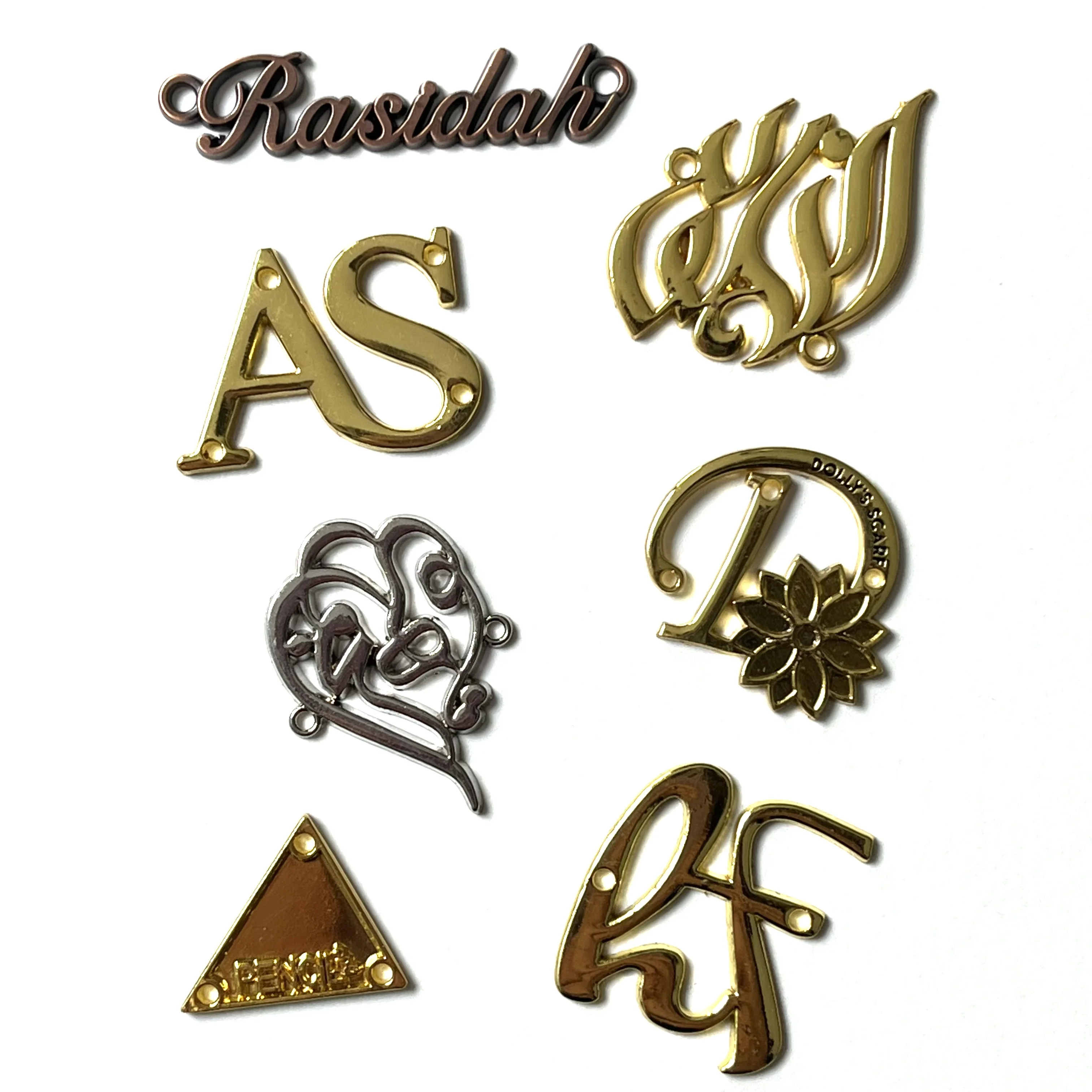 Wholesale bottom price shoes metal label bags metal micro seal