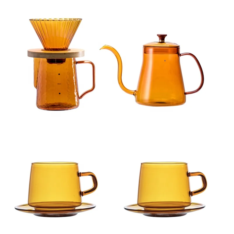 2022Sharing Coffee Pot Glass Coffee Server 600ml Heat-Resistant Glass Teapot With Handle