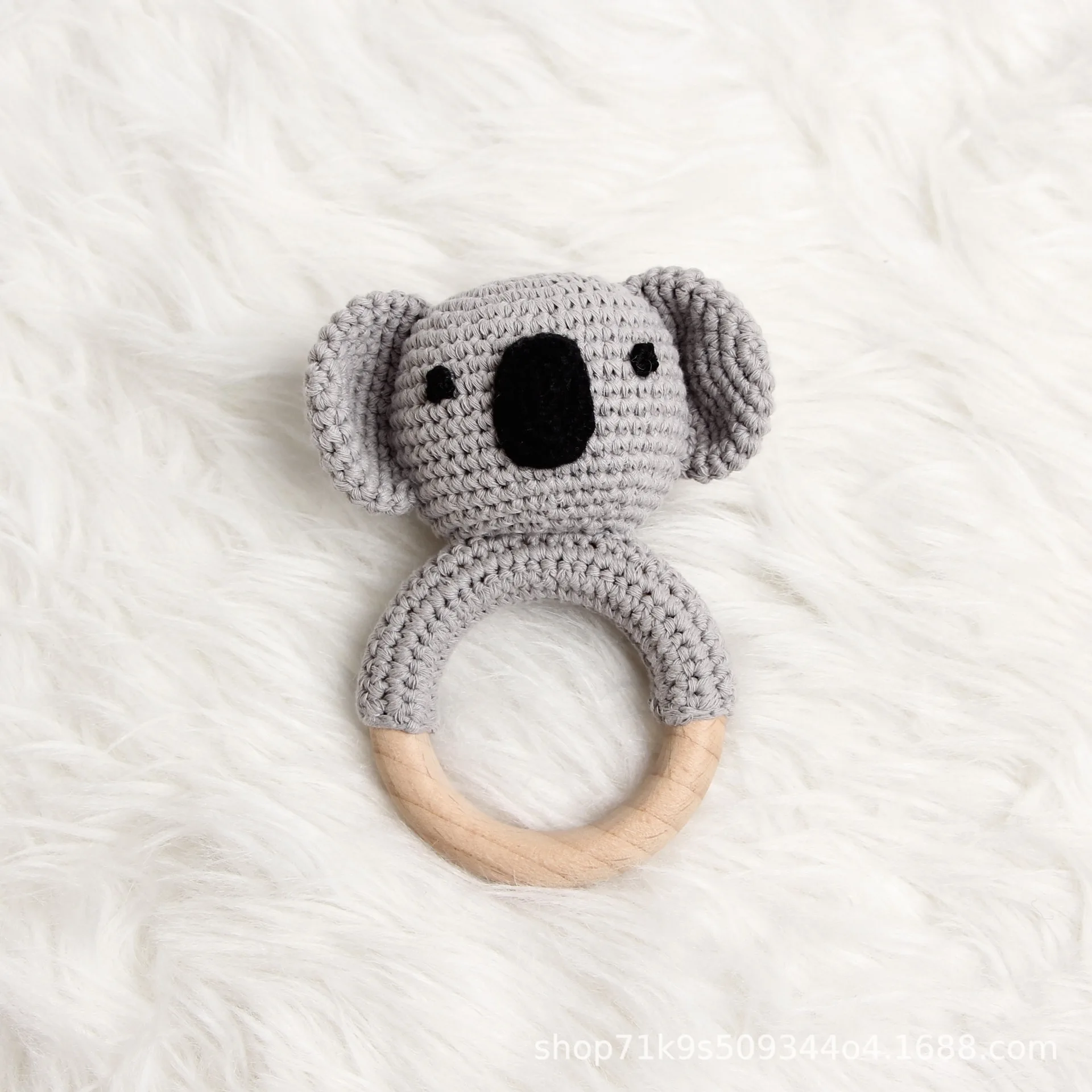 Unisex Baby Animal Unicorn Dinosaur Crochet Rattle Soft Wooden Organic Cotton Soothing Toy in Whale Shape