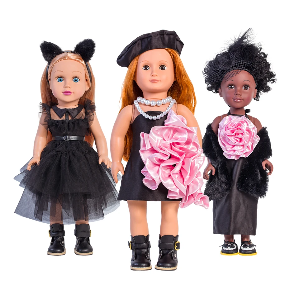 Hot Sell 18inch Girl Dolls Soft Vinyl Realistic Doll Toys American Girls Fashion Doll with Various Hair Clothe