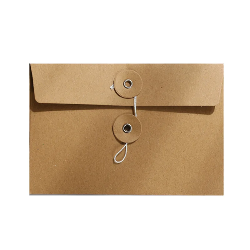Hot selling Cheap Custom Wholesale Stock Small Brown Gift Kraft Paper Envelopes With String Closure