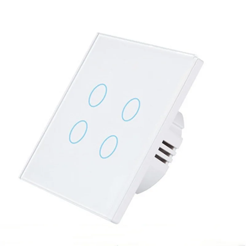 Inteligente tuya Wall Touch Switch Wifi Control Glass Panel Light Switch 4 Gang light EU touch switch