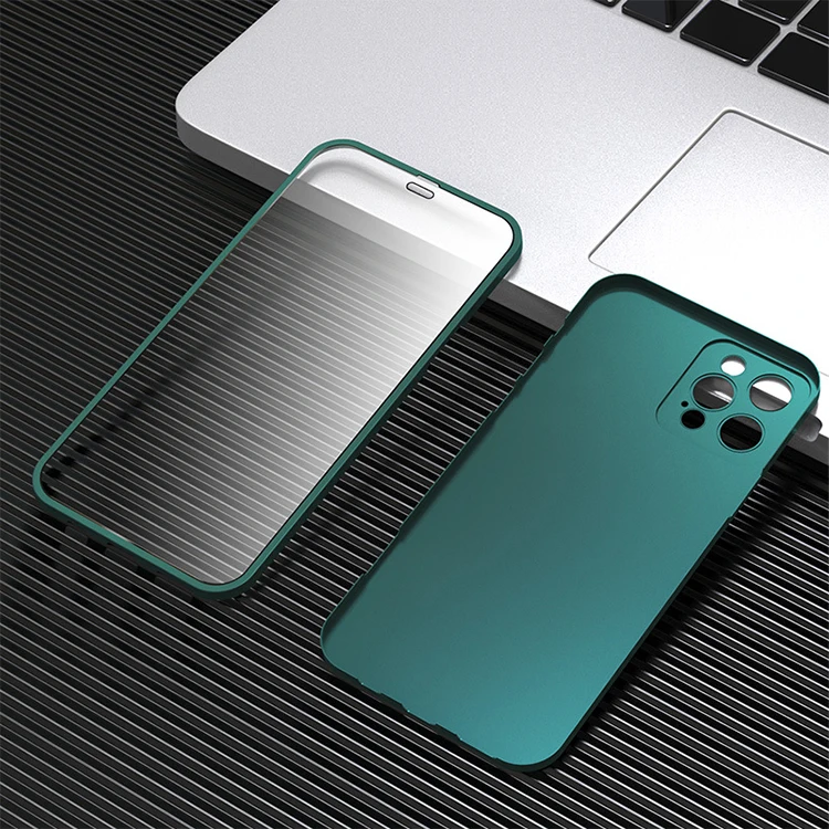 Luxury 2 in 1 360 Full Protection Tempered Glass Screen Protector Phone Case For iPhone 13 Pro Max Mobile Phone Bags & Cases
