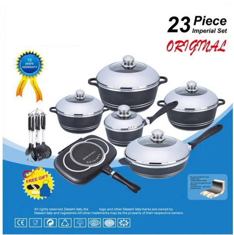 23pcs Big Cooking Pots Aluminum Sets Non Stick Pot Pan Aluminum Cookware Sets