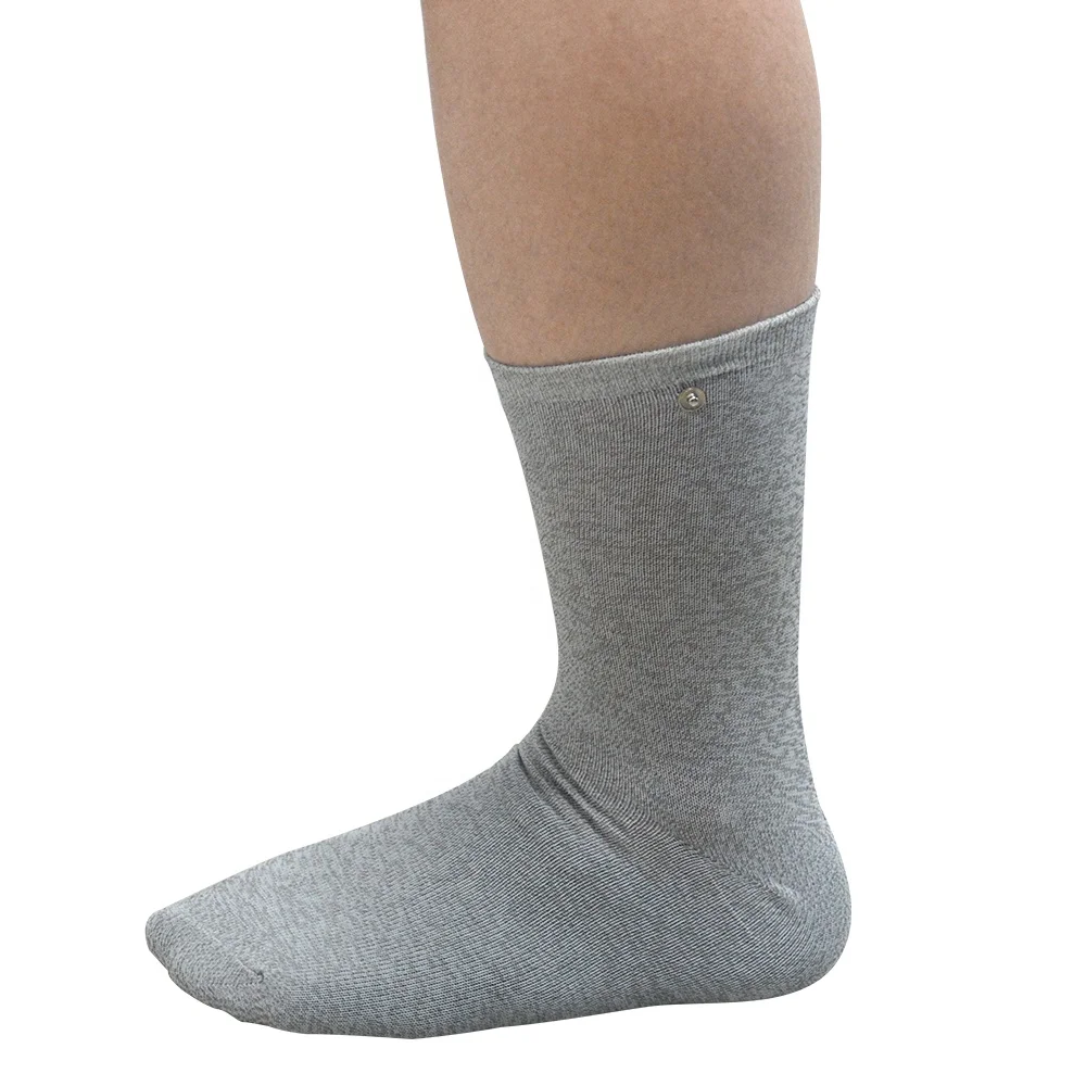 KM407 Hot sell washable TENS silvery fiber socks reusable conductive fabric electrodes relieve food pain electric stimulator