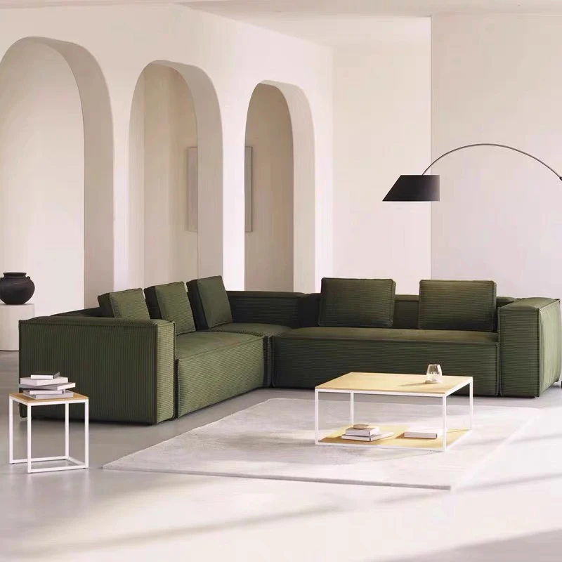 Hot Selling Green Nordic style L-shape Modular Corner Compressed Sofa Living Room Furniture
