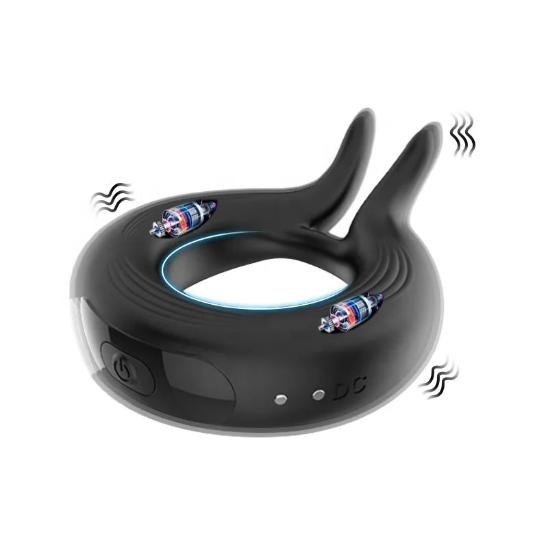 Dual Motors Vibrating Cock Penis Ring For Clitoral Stimulation  USB Rechargeable Ejaculation Delay Couples Vibrator with 10 vibe