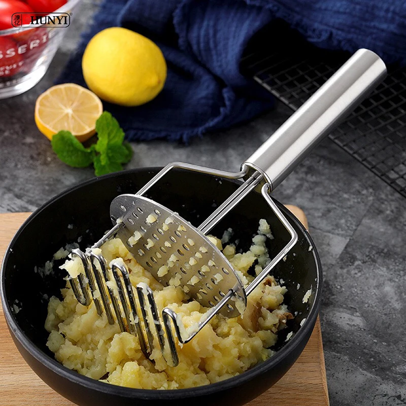 Kitchen Accessories Mash Potato Bean Avocado Vegetable Stainless Steel Double Layer Wire Potato Masher