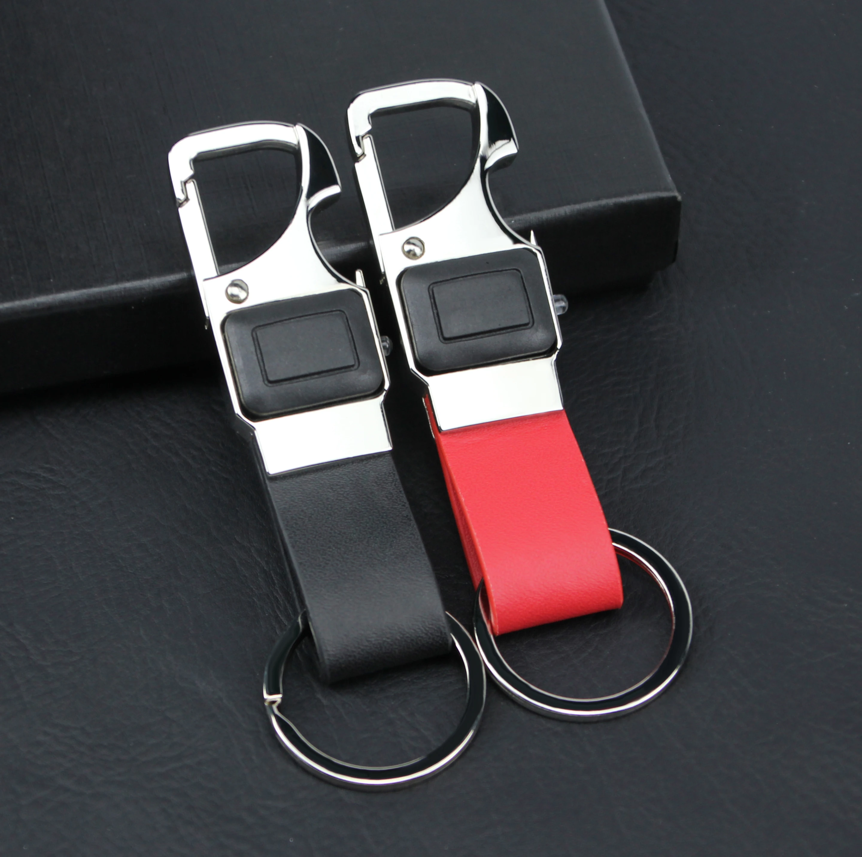 Многофункциональные кольца для ключей. Светодиодный светильник и открывалка для бутылок, металлический кожаный брелок, китайский завод, поставка логотипа на заказ