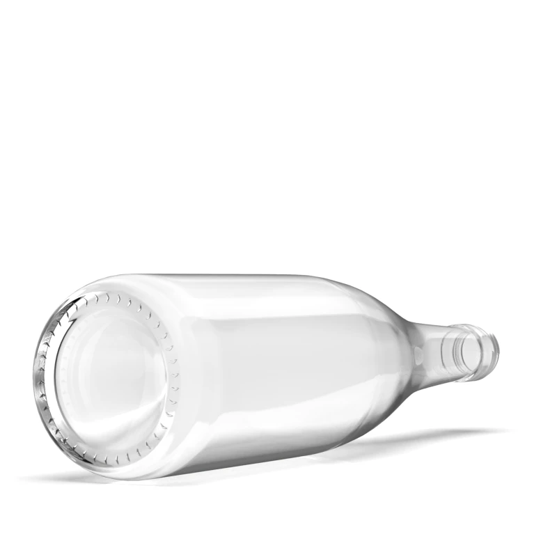 750ml Clear Flint Glass round Spirits Bottle Screen Printing Friendly for Tequila Whisky Vodka Brandy Rum with Cork Seal