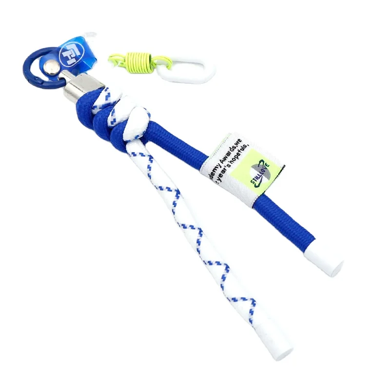 Custom latest Braided Colored Rope knot mobile phone hanging Clip Carabiner Paracord Lanyard rope Keychain