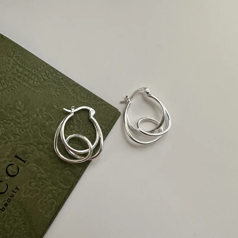 Aretes Plata De Mujer S925 Sterling Silver Fashionable Korea Earrings with Knot Design