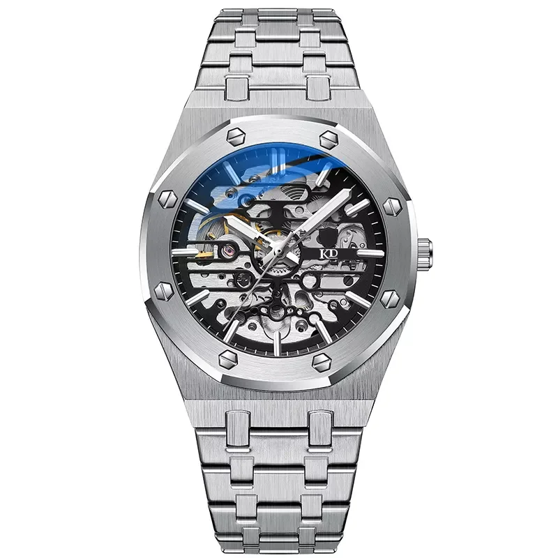 Ready to Ship Automatic Watch for Men Stainless Steel Strap Sapphire Back Glass Hot Selling Mechanical Watches