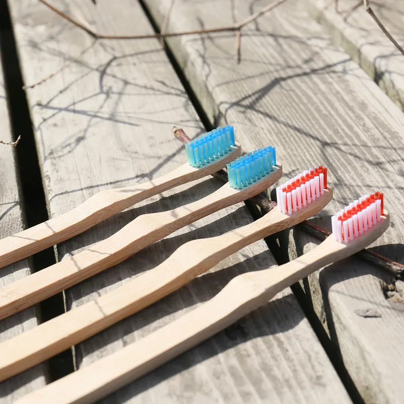 Eco-friendly Custom nature bamboo toothbruh with wave shape bristle Toothbrush Natural Eco Friendly Soft Home Use T