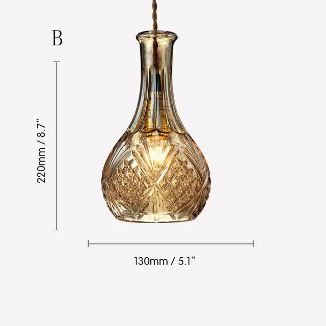 Creative Retro Glass Wine Bottle Pendant light For Bar Living Room Bedroom Dining