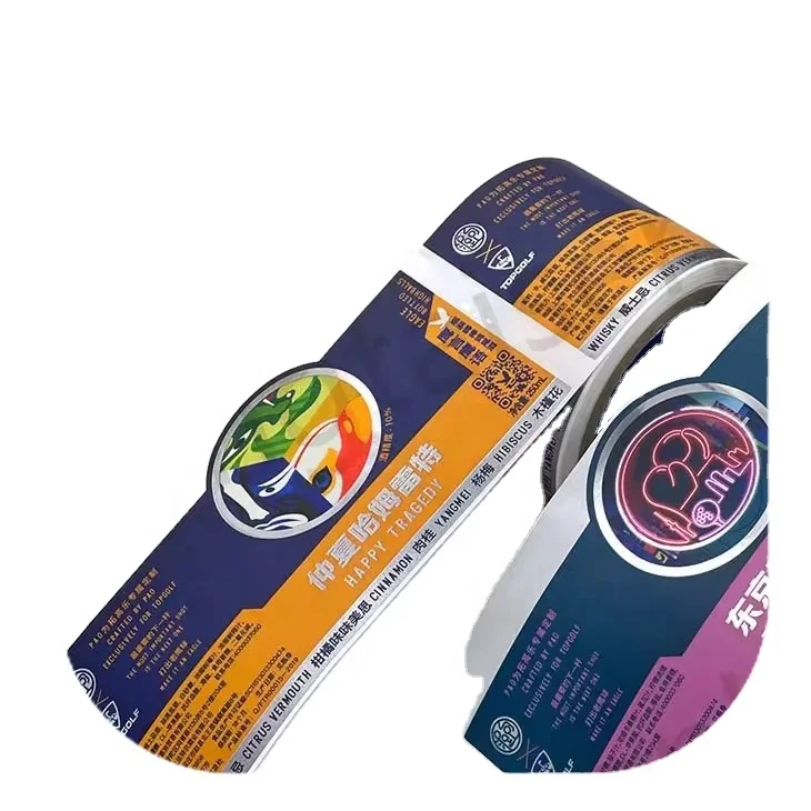 Waterproof Colourful Silver Foil PP PET Reverse Oil Glass Bottle Beverage Sticker labels