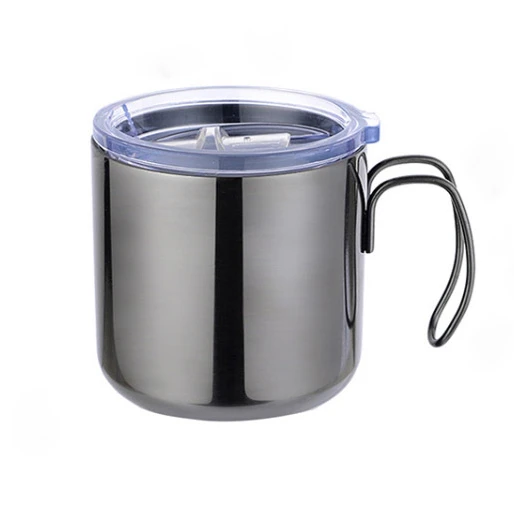 
hot sale custom 400ml double wall stainless steel heat insulated tea flasks cup coffee mug with handgrip and lid BPA free 