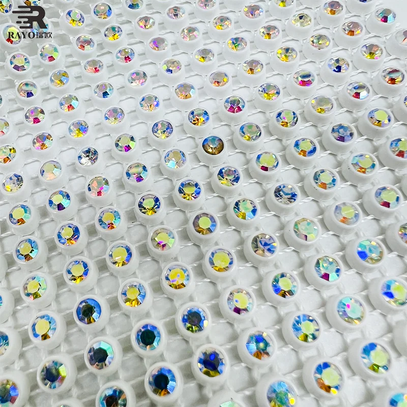 4mm 5mm Non-Elastic Mesh Rhinestone Trimming Shiny Sew-On Garment Accessories for Wedding Dresses Decorations