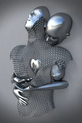 Metal Figure Statue Art Canvas Painting Posters and Prints Modern Lovers Sculpture Wall Pictures for Living Room Home Decoration