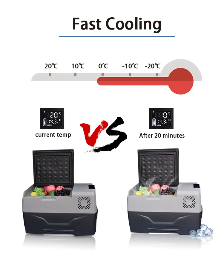 Outdoor Travel 30L AC DC mini portable compressor car refrigerator with Handle and Slide