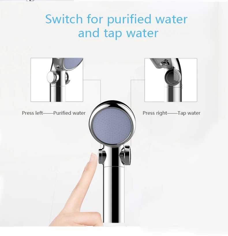 High pressure saving water long handle water spa filtered adjustable rainfall water purifier shower head
